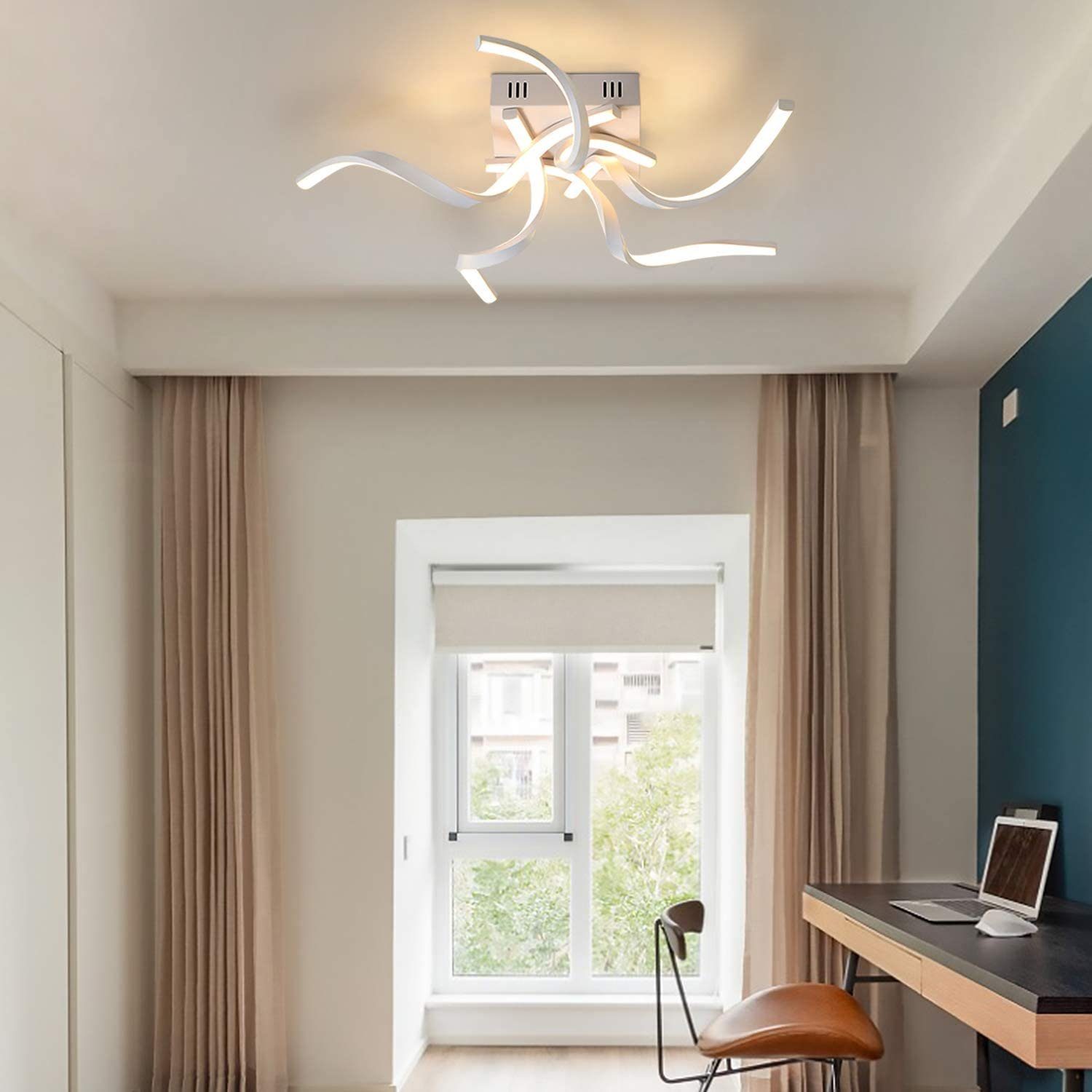 ZMH LED 65CM mit Wellenform Design, Weiß Wohnzimmer Dimmbar Fernbedienung, Deckenleuchte 3000-6000k, Modern fest integriert, LED Kreatives