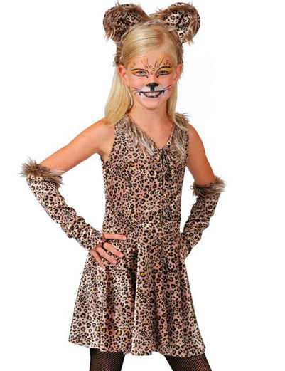 Funny Fashion Kostüm Leoparden Kostüm für Mädchen - Braun, Tierkostüm
