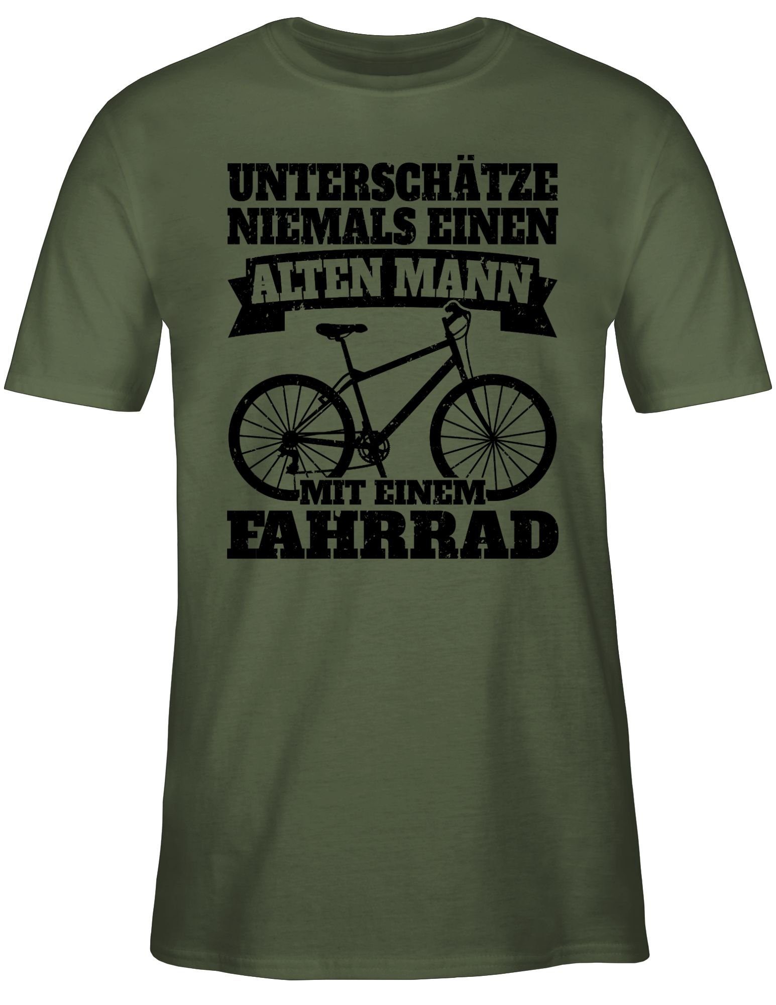 niemals Shirtracer Fahrrad schwarz Radsport Fahrrad 03 mit - einem Bekleidung alten Grün T-Shirt einen Unterschätze Mann Army