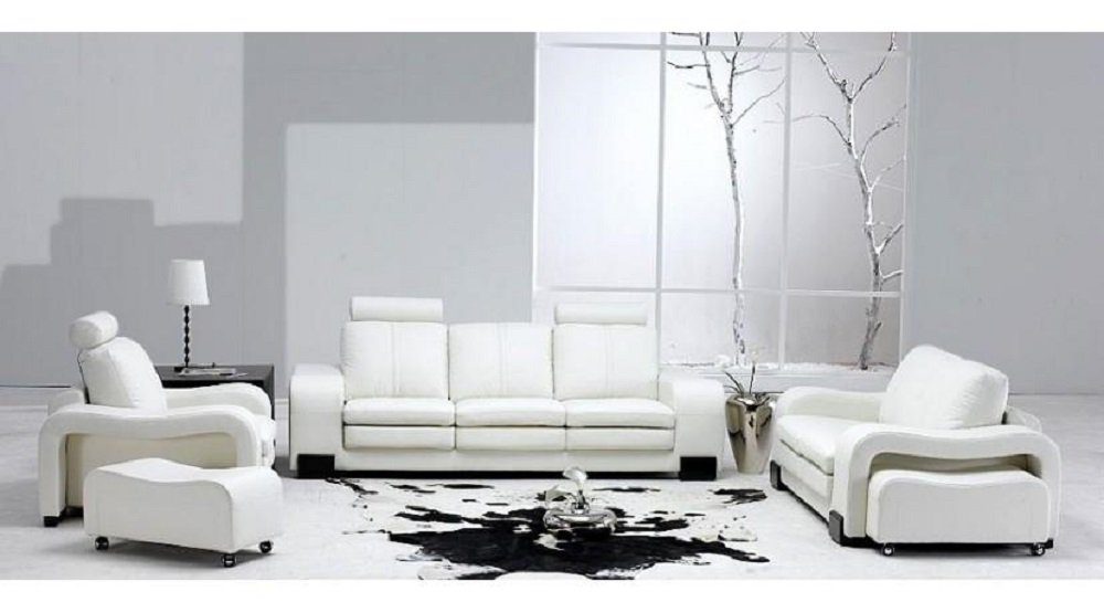 2 Weiß Sofa Made Sitzer Design Sofas Moderne Couchen Europe Polster Kunstleder, Sofa Couch in JVmoebel
