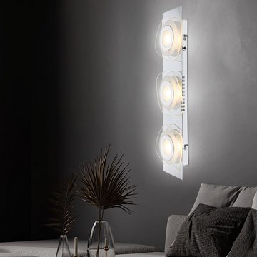 etc-shop LED Wandleuchte, LED-Leuchtmittel fest verbaut, Warmweiß, Wandlampe Wandleuchte Flurlampe 3 Flammig Chrom Glas LED