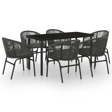 DOTMALL Garten-Essgruppe Sitzgruppe, (7-tlg), 6 Sessel, Tisch 140 x 70 cm, Polyrattan