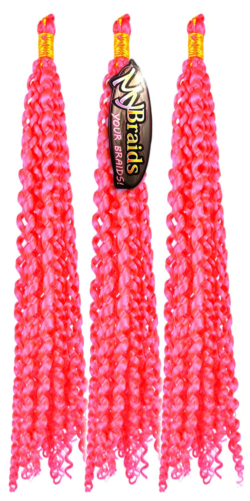 MyBraids YOUR BRAIDS! Kunsthaar-Extension Deep Wave Crochet Braids 3er Pack Flechthaar Zöpfe Wellig 10-W Pink