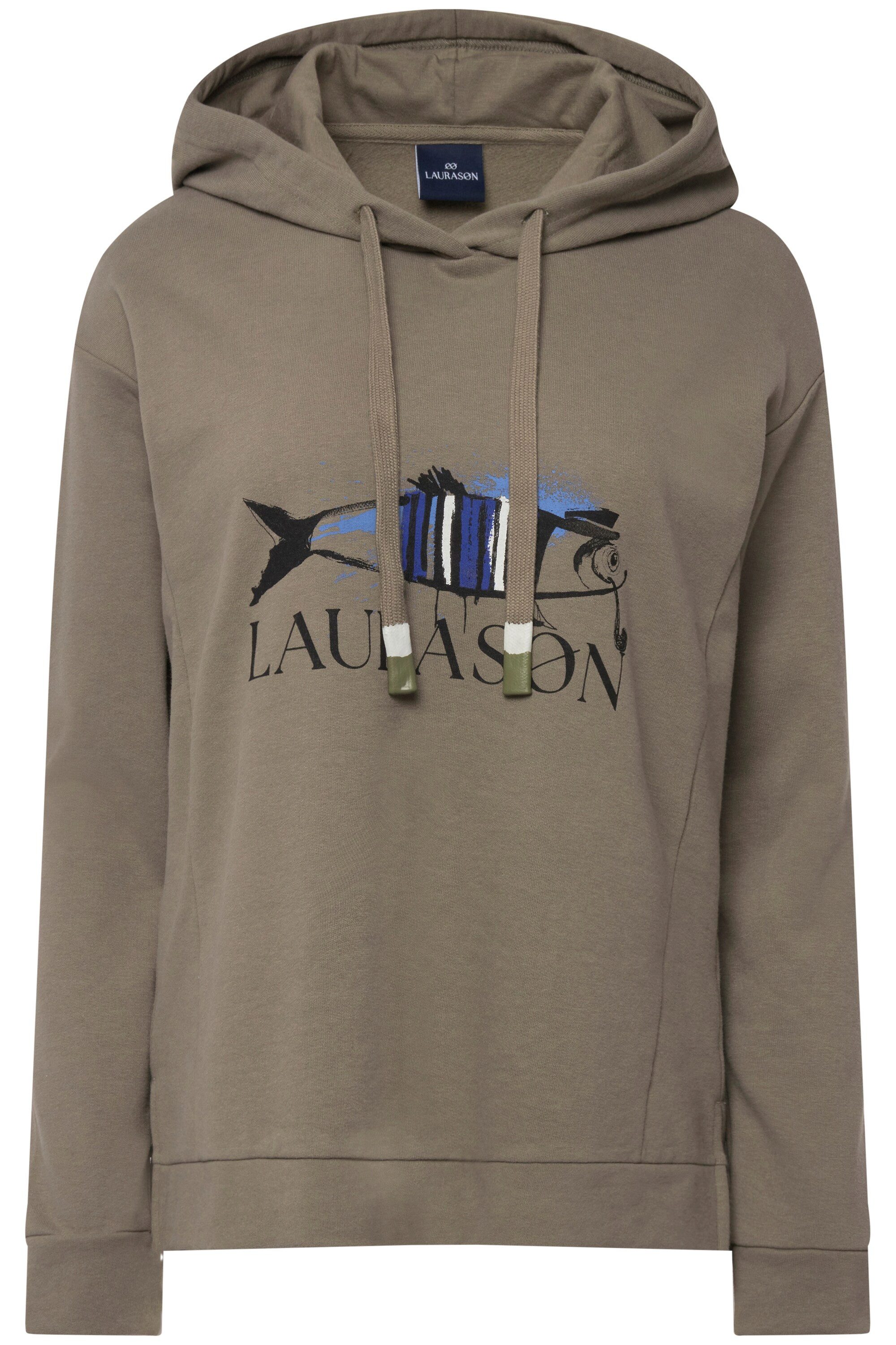 Laurasøn Sweatshirt Hoodie Fisch Motiv Kapuze Langarm günstig online kaufen