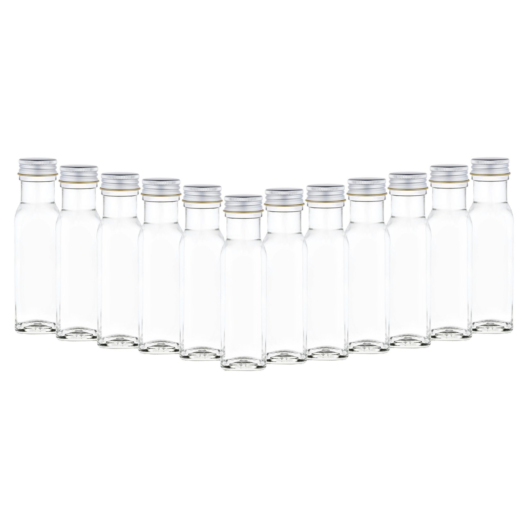ml Vorratsglas Glas 100 Marasca Goldrand, MamboCat Schraubdeckel + silber 12er Schnapsflasche Set