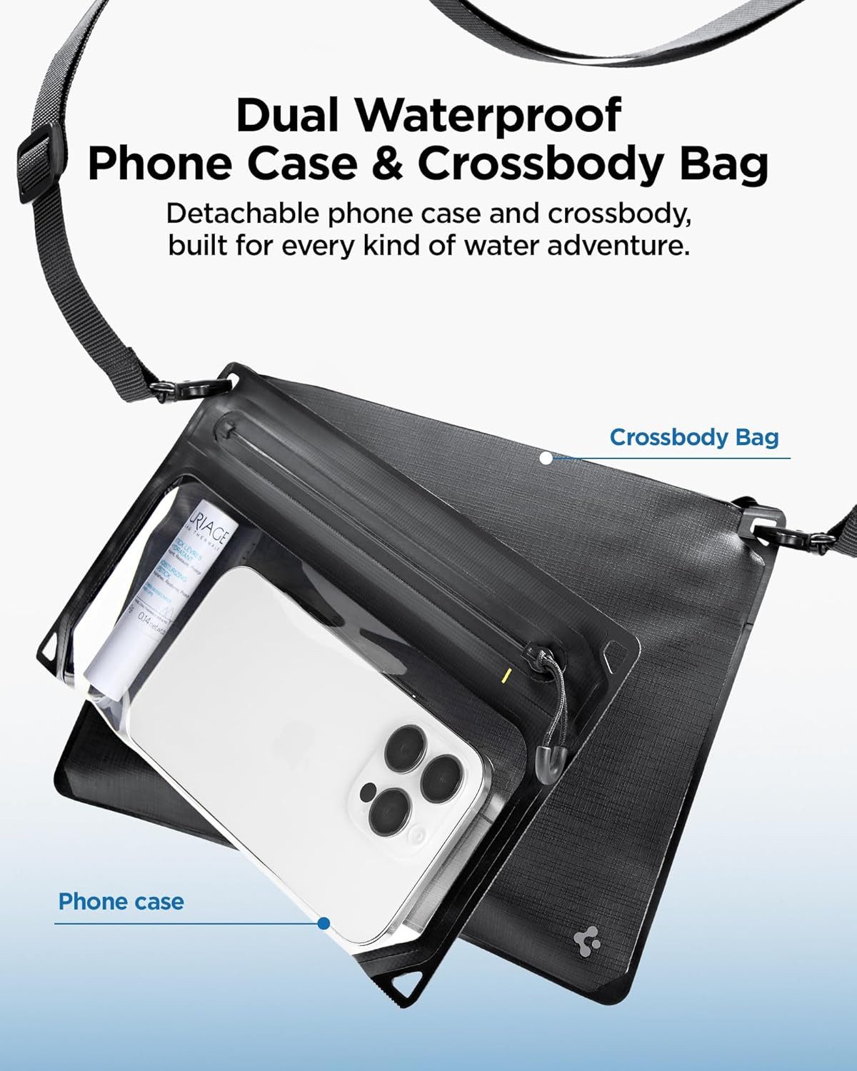 Spigen Handyhülle Wasserdichte Tasche Crossbag Handyhülle IPX8 Wasserfeste Umhängetasche Universell bis 7, Touch-kompatibel, IPX8 wasserdicht, Verstellbarer Gurt