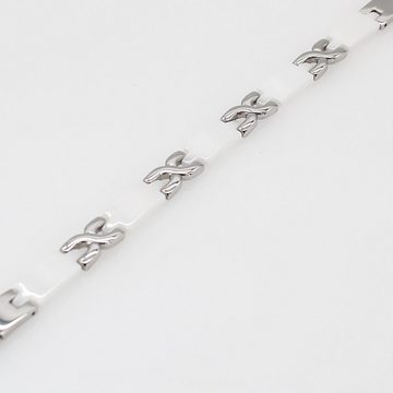 ELLAWIL Collier-Set Collier & Armband Halskette Damenhalskette Schmuckset Kette (aus weißer Keramik mit silberfarbenen Edelstahl, Kettenlänge 49,5 cm, Armbandlänge 20 cm, Breite 6 mm), inklusive Geschenkschachtel