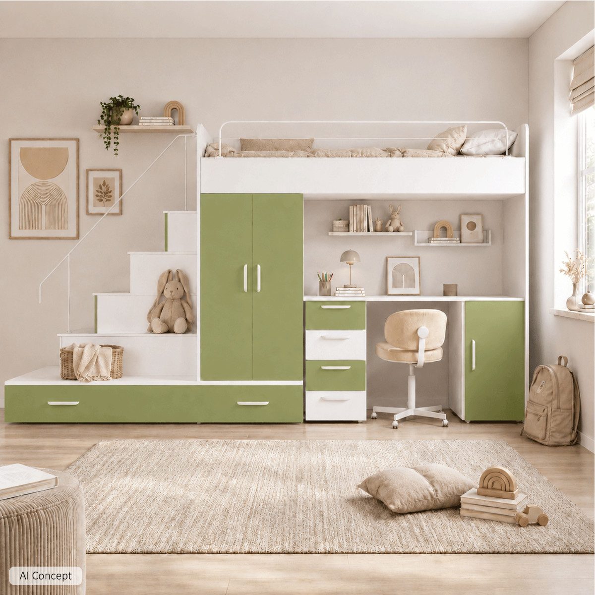 Lookway Babymöbel-Set Weißes Kinderset RAJ 5 MAT
