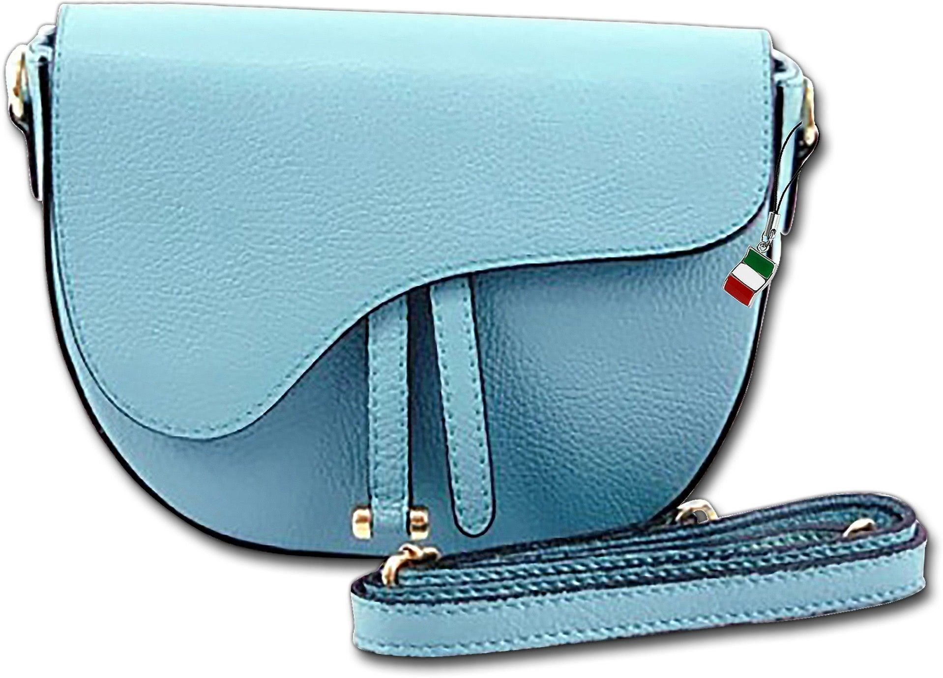 FLORENCE Umhängetasche Florence Umhängetasche Damen (Schultertasche, Umhängetasche), Damen Tasche Echtleder hellblau, Made-In Italy