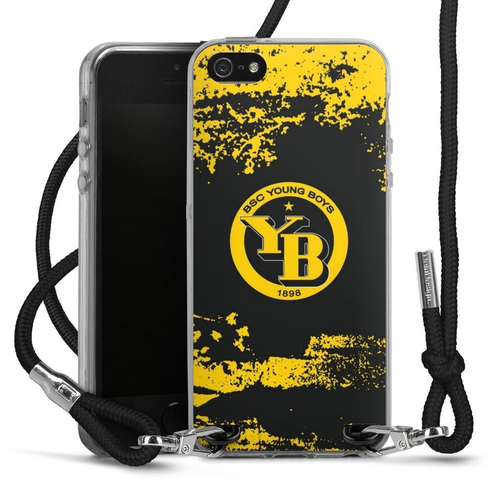 DeinDesign Handyhülle BSC Young Boys Offizielles Lizenzprodukt Fanartikel BSC YB Grunge, Apple iPhone SE (2016-2019) Handykette Hülle mit Band Cover mit Kette
