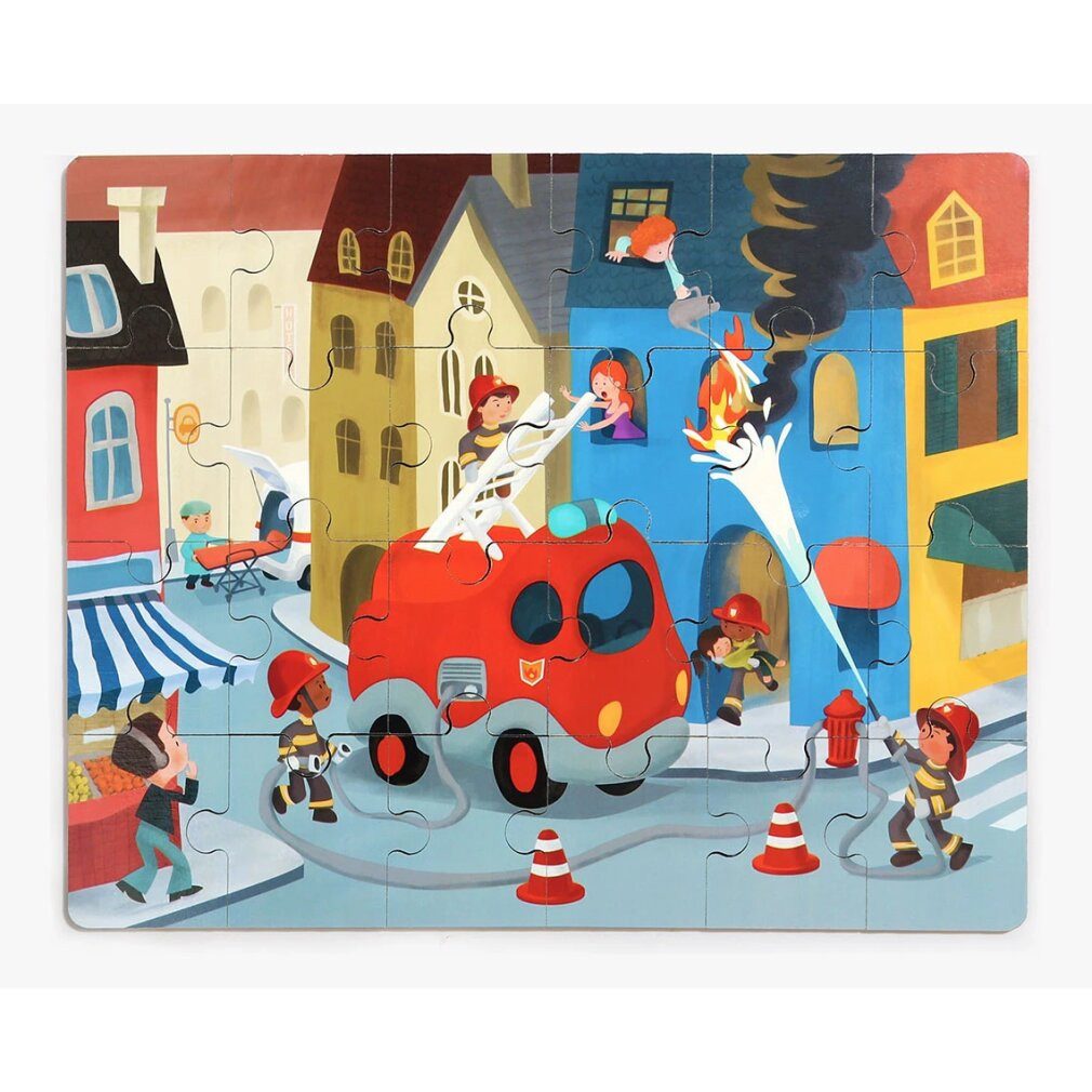 Topbright Puzzle Holzpuzzle Feuerwehr mit Feuerwehrauto, 24tlg., Puzzleteile
