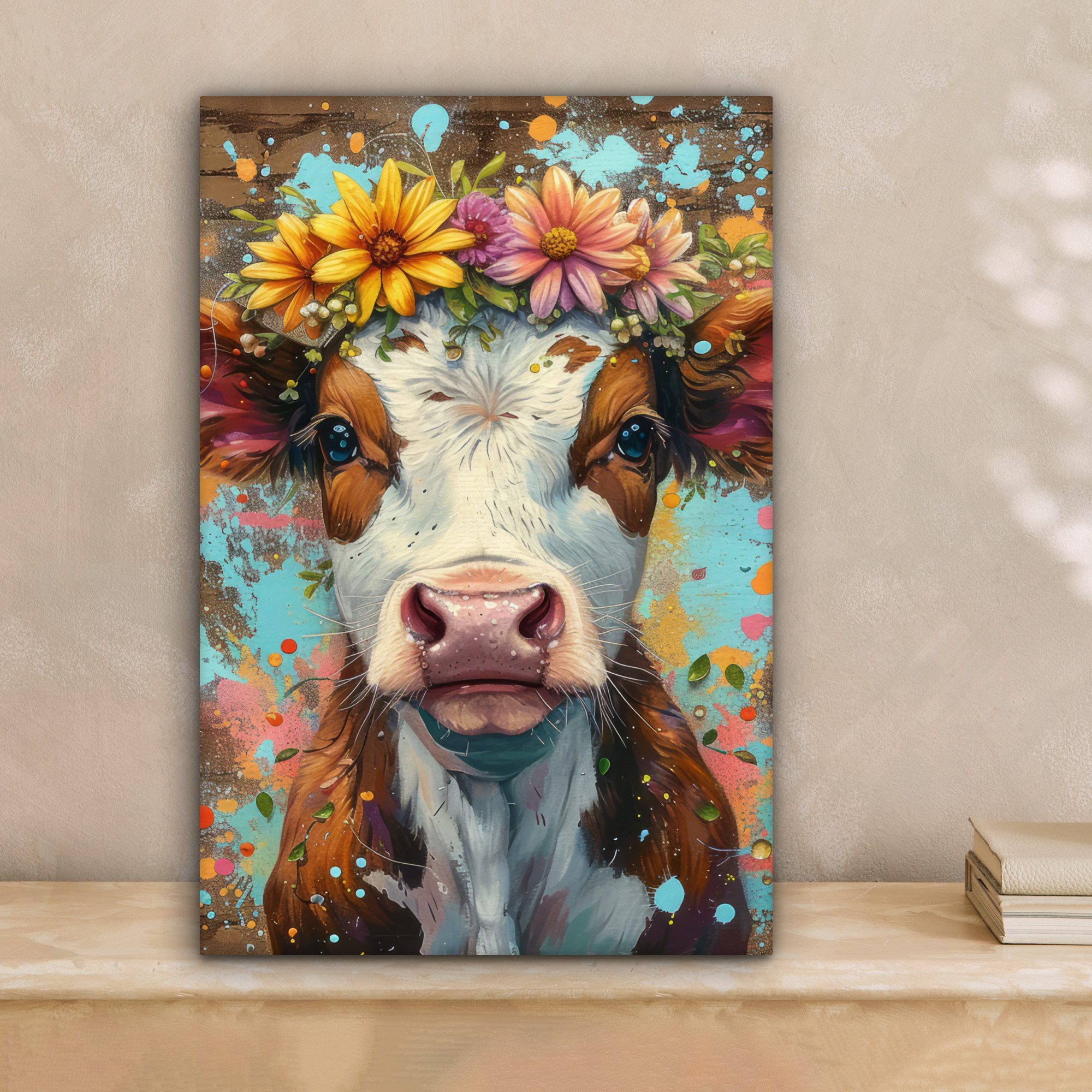OneMillionCanvasses® Leinwandbild Kuh - Graffiti - günstig online kaufen