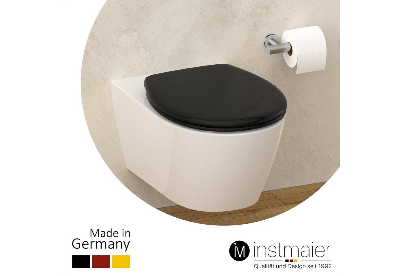 Thumbnail - instmaier WC-Sitz Made in Germany, bakterienabweisendes duroplast, bis 250kg, Trendfarbe Schwarz, mit Absenkautomatik, z...