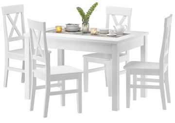 ERST-HOLZ Küchentisch Tisch 80x120 schlichter weißer Esstisch Massivholz