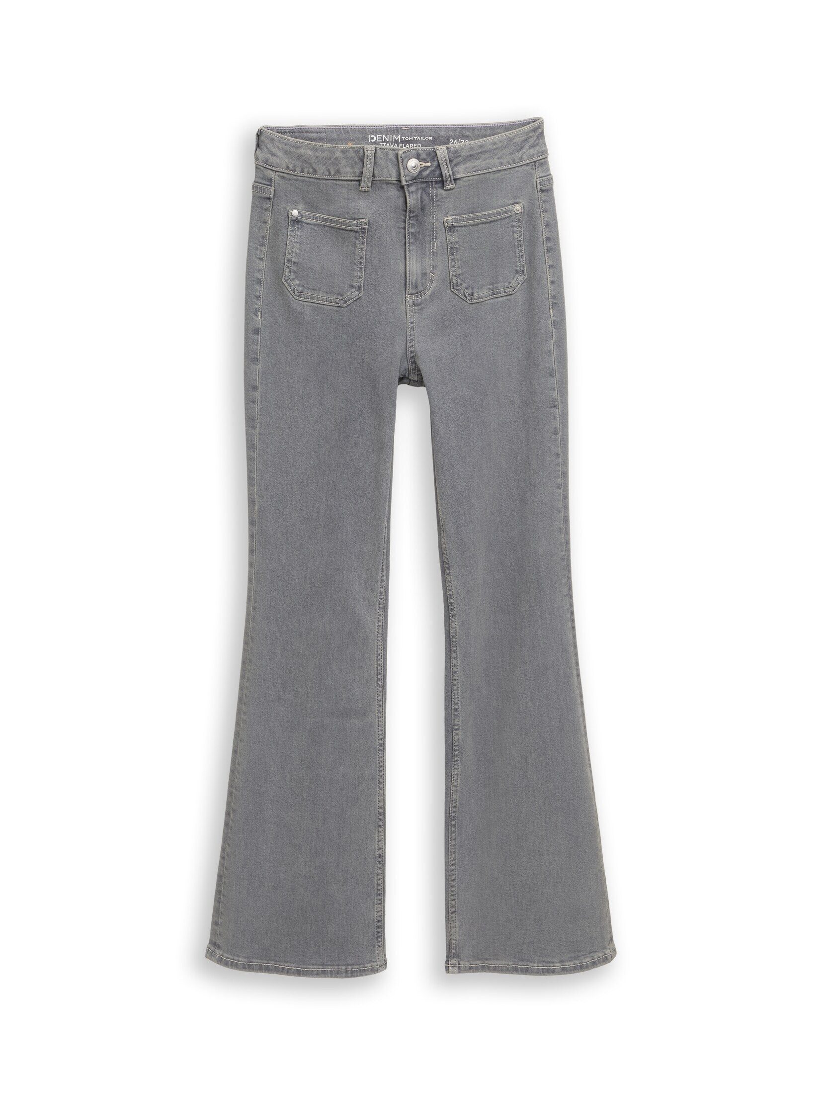 TOM TAILOR Denim Weite Jeans Jeanshosen TTAVA FLARED Jeans mit aufgesetzten Taschen