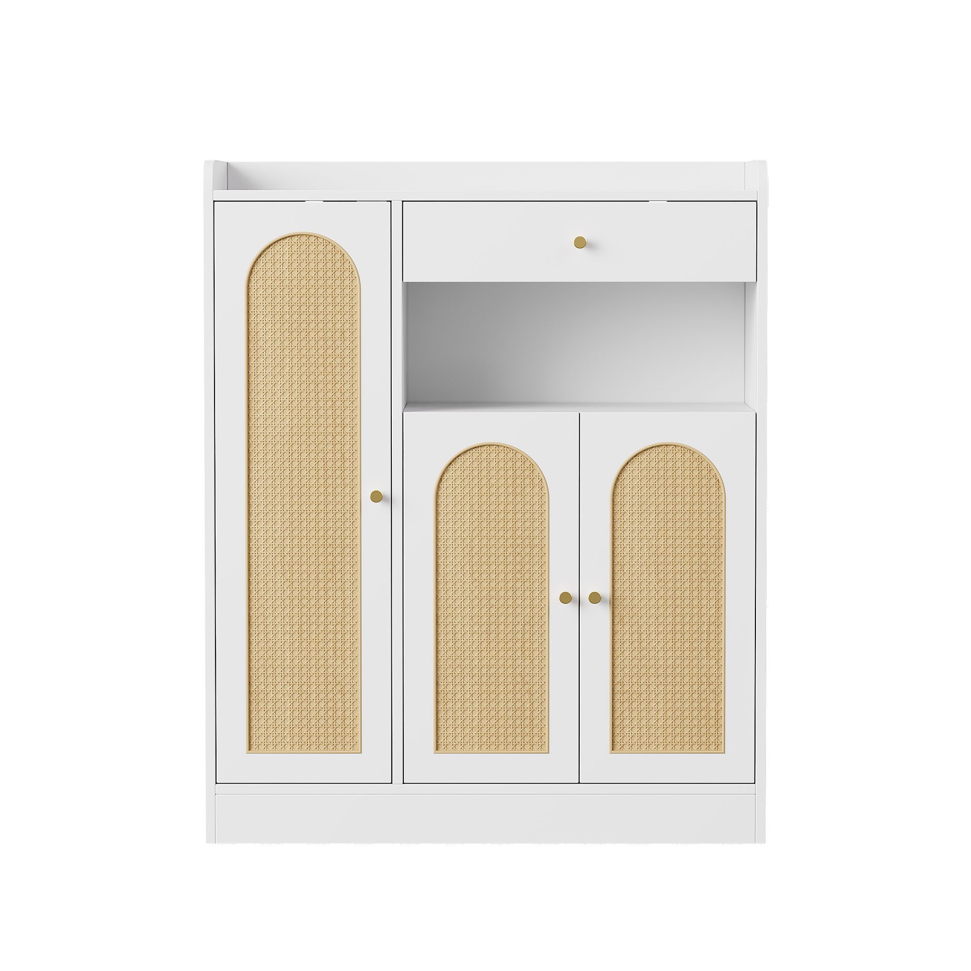Flieks Schuhschrank Rattan Schuhkommode mit verstellbaren Einlegeböden (B90/T35/H110 cm, 1-St., Schrank für Wohnzimmer, Esszimmer, Flur, Schlafzimmer) Mehrzweck – Bild 5 von 5