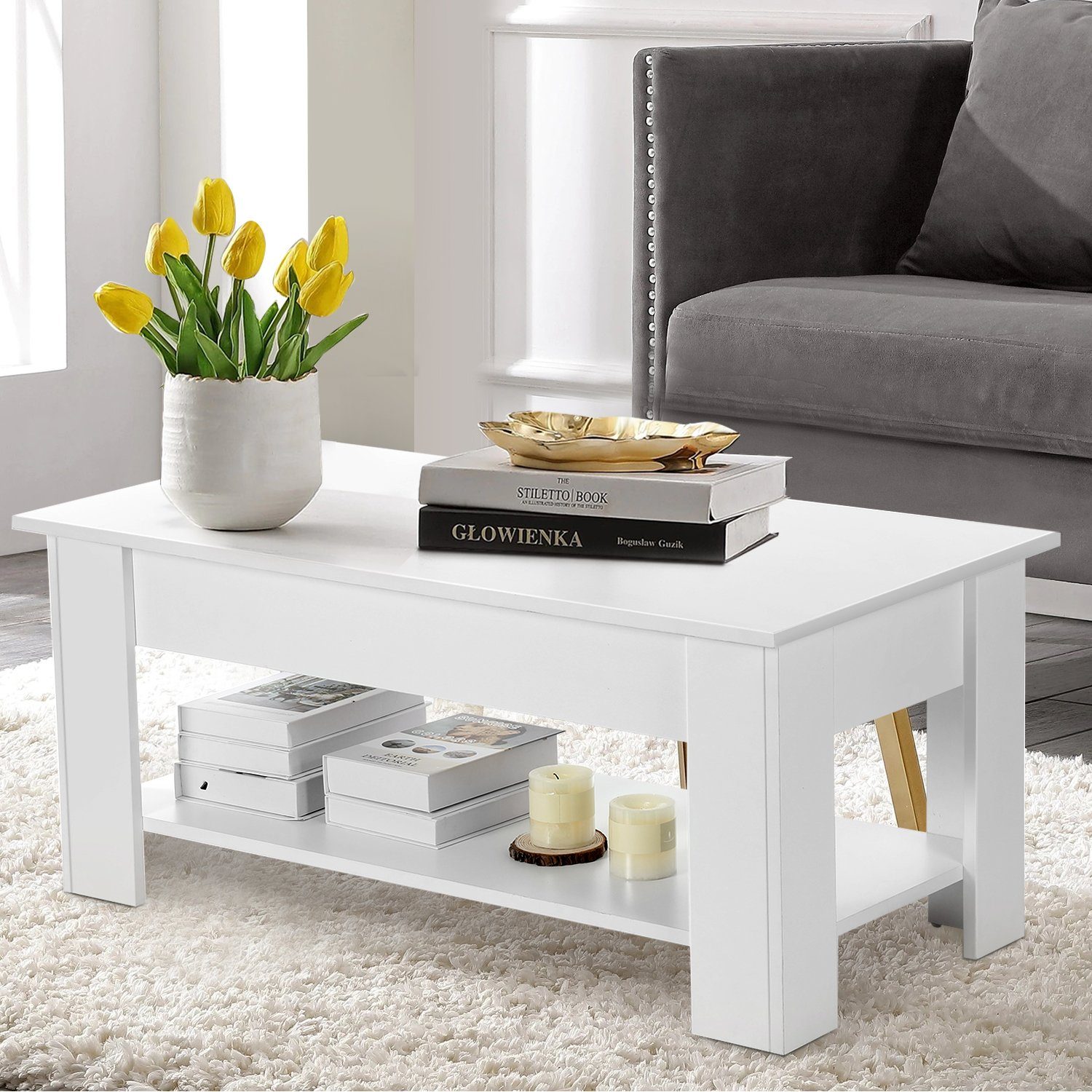 oyajia Couchtisch Couchtisch mit höhenverstellbarer Platte 100cm, Ausziehba günstig online kaufen