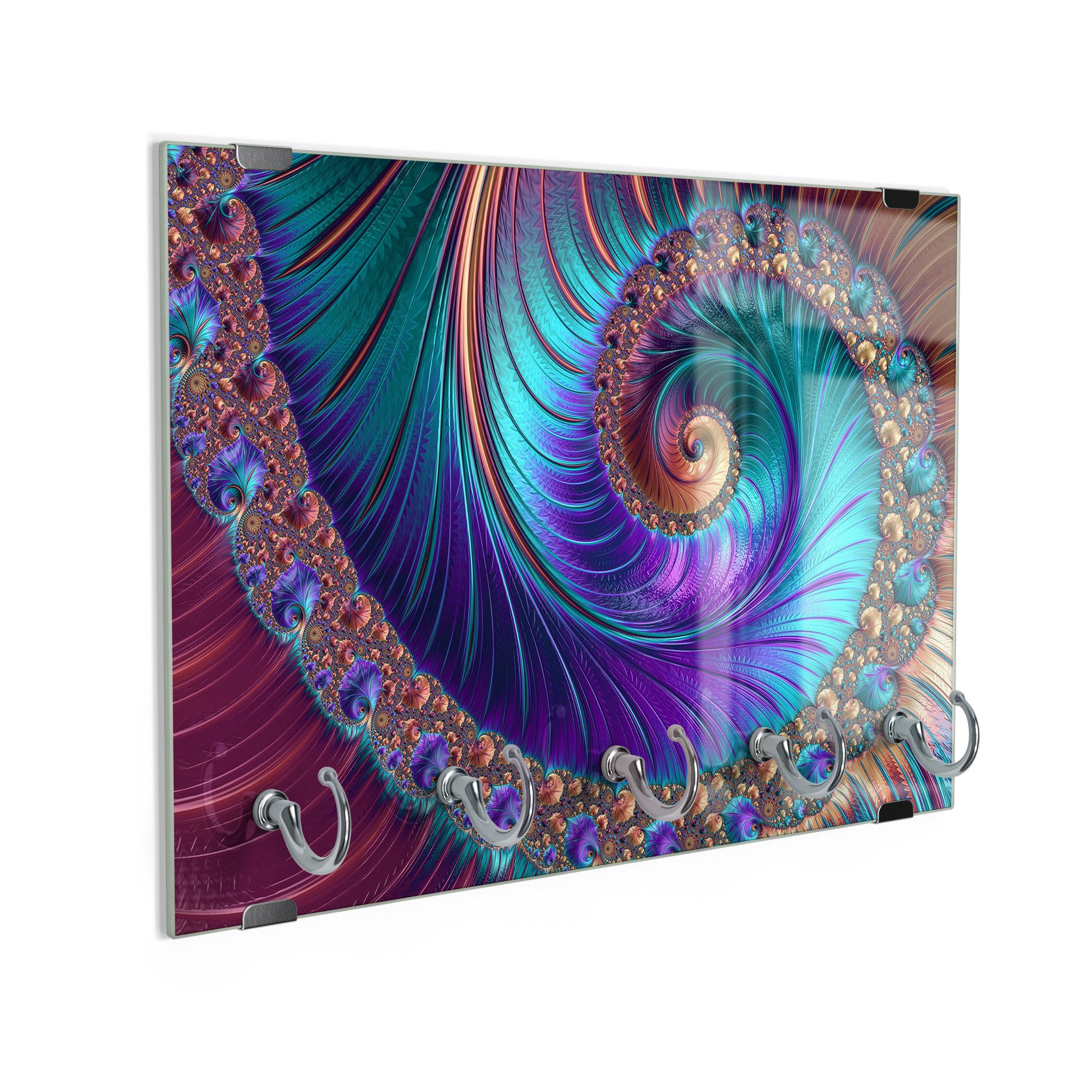 DEQORI Schlüsselbrett 'Fantasievolle Farbspirale', (1 St), Schlüsselhalter Schlüssel Haken Schlüsselboard modern Schlüsselleiste