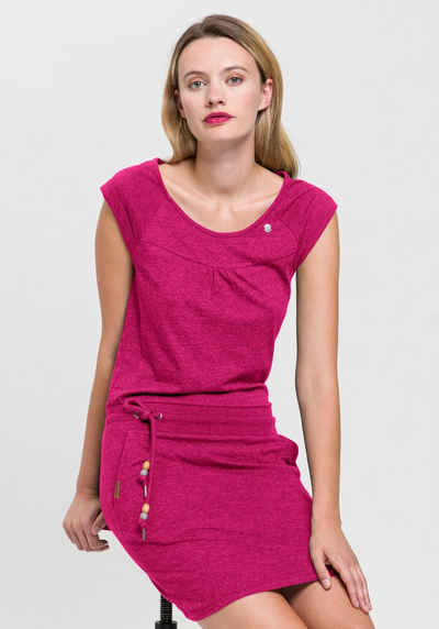 Ragwear Jerseykleid PENELOPE UNI O mit Kordelzug und kontrastfarbigem Zierperlen-Besatz