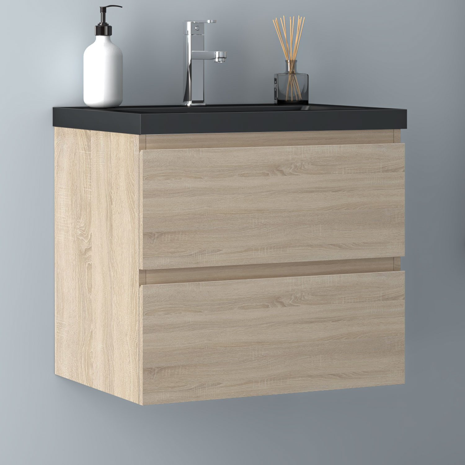 duschspa Waschtisch Waschbecken mit Unterschrank Badschrank Waschplatz Badmöbel Set, Matt, 50-120cm