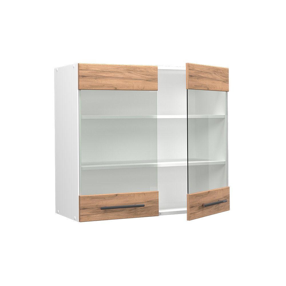 Vicco Glashängeschrank Fame-Line, Goldkraft Eiche/Weiß, 80 cm (1-St) – Bild 4 von 5