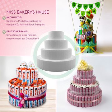 Miss Bakery's House Styropor-Scheibe 1x Set - Cake Dummy - Styroportorte, 3-stöckig, Made in Germany