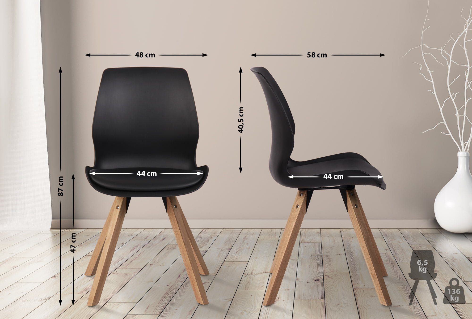 CLP Esszimmerstuhl Luna (2er Set), Kunststoff/ günstig online kaufen