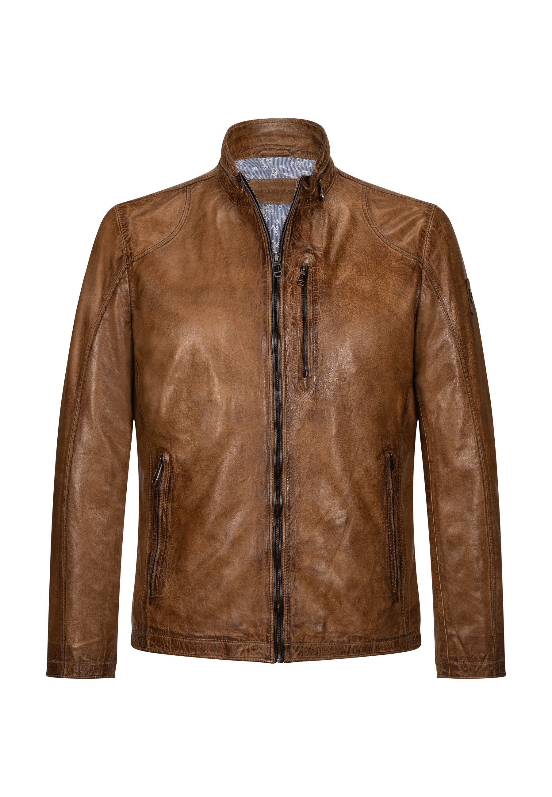 Lederjacke MSEdward Herren Bikerjacke Jacke Leder klassisch