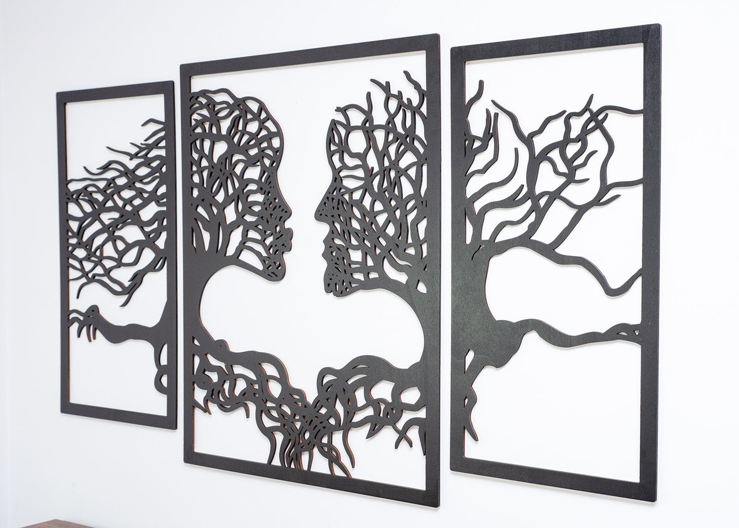 ORNAMENTI Holzbild Wanddekoration, Baum, 3D Handmade grosse Gesichter Wandpaneel