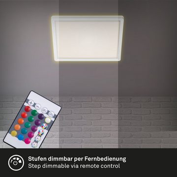 Briloner Leuchten LED Panel 7090-416, dimmbar, Fernbedienung, ultraflach, indirektes Licht, LED fest verbaut, Neutralweiß, Farbwechsler, Kaltweiß, Tageslichtweiß, Warmweiß, Deckenlampe, 29,3x29,3x2,8cm, Weiß, 15W, Wohnzimmer, Schlafzimmer