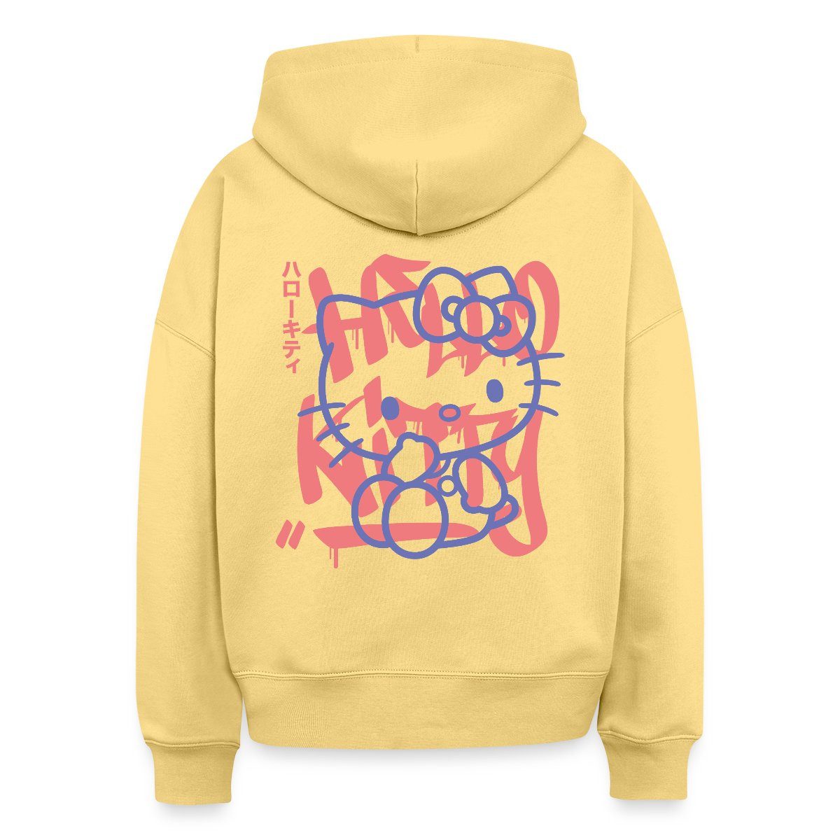 Hoodie Hello Kitty Mit Schriftzug Graffiti Stil Frauen Boxy Organic Hoodie