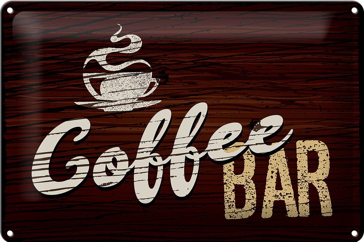 Femer GmbH Metallschild Spruch 30x20cm Coffee Bar, (1 St), gewölbte Oberfläche, abgerundete Ecken, umgeschlagene Kanten