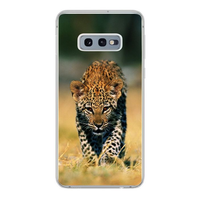 MuchoWow Handyhülle Leopard - Makro - Gras Phone Case Handyhülle Samsung Galaxy S10e Silikon Schutzhülle