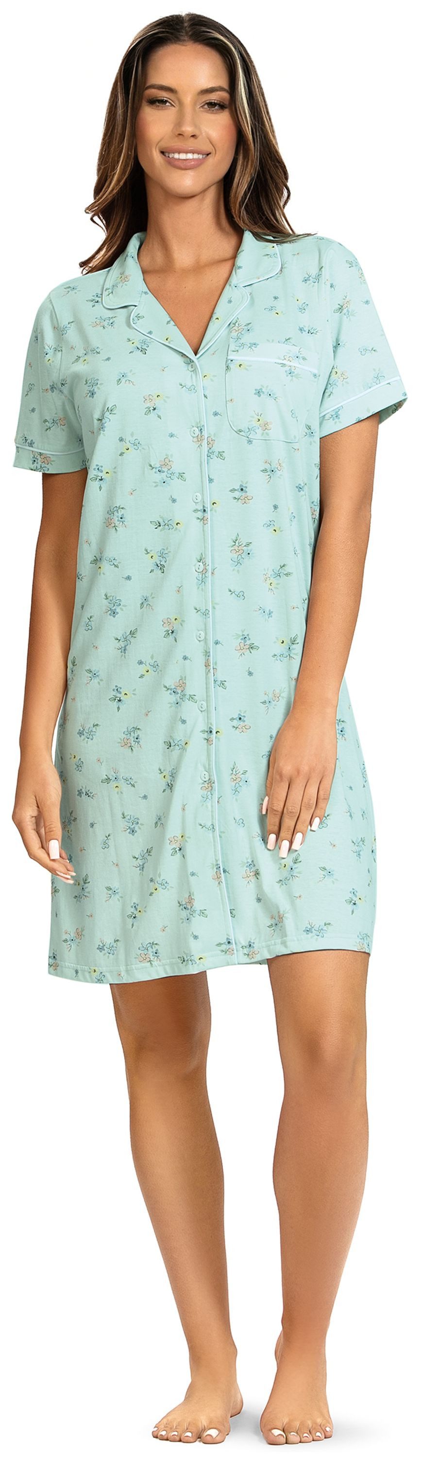 comtessa Nachthemd Dreamy breeze (Set, 1-tlg., 1-teilig) Damen Sleepshirt ca.95cm Schlafshirt geknöpft Baumwolle große Größen