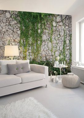 living walls Fototapete Designwalls Stone Wall, glatt, (5 St), Vlies, Wand, Schräge, Decke