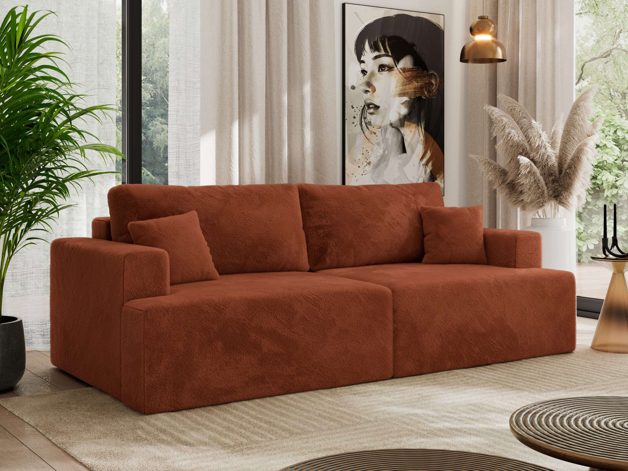 MKS MÖBEL Schlafsofa VIRELLA, 4-Sitzer-Sofa, mit Schlaffunktion, Bettkasten, modernem Design, Zierkissen