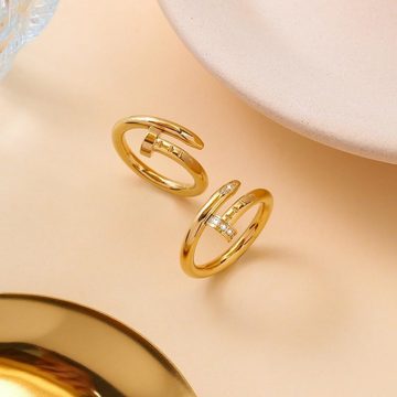 SOTOR Goldring Titanium Steel Stainless Steel Couple Fashion Ring (Stainless Steel Gold Rings Gold Plated Nail Rings), Ein Stück mit einer schönen Geschenkbox