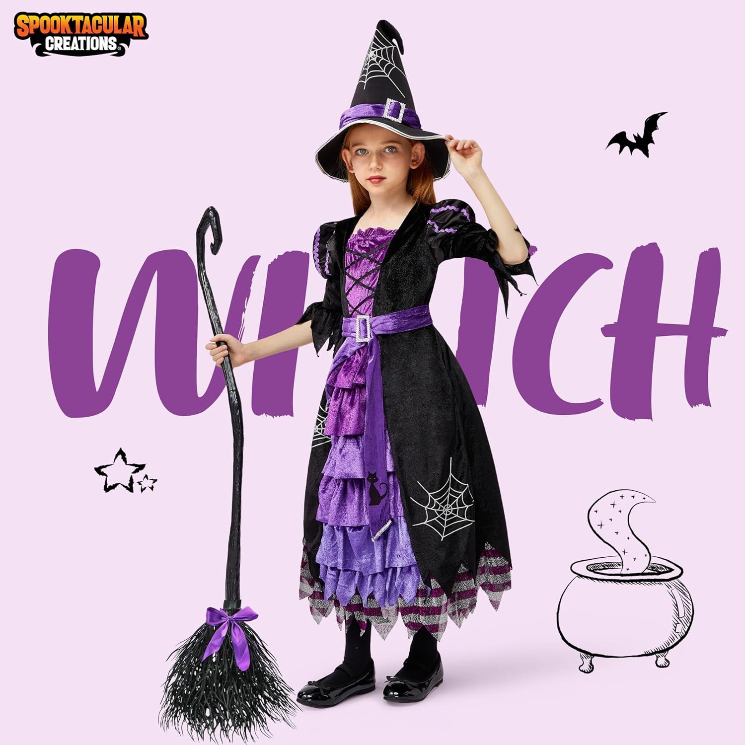 Spooktacular Creations Hexen-Kostüm Spooktacular Creations Hexe Kostüm 3-tlg., Mädchen Halloween