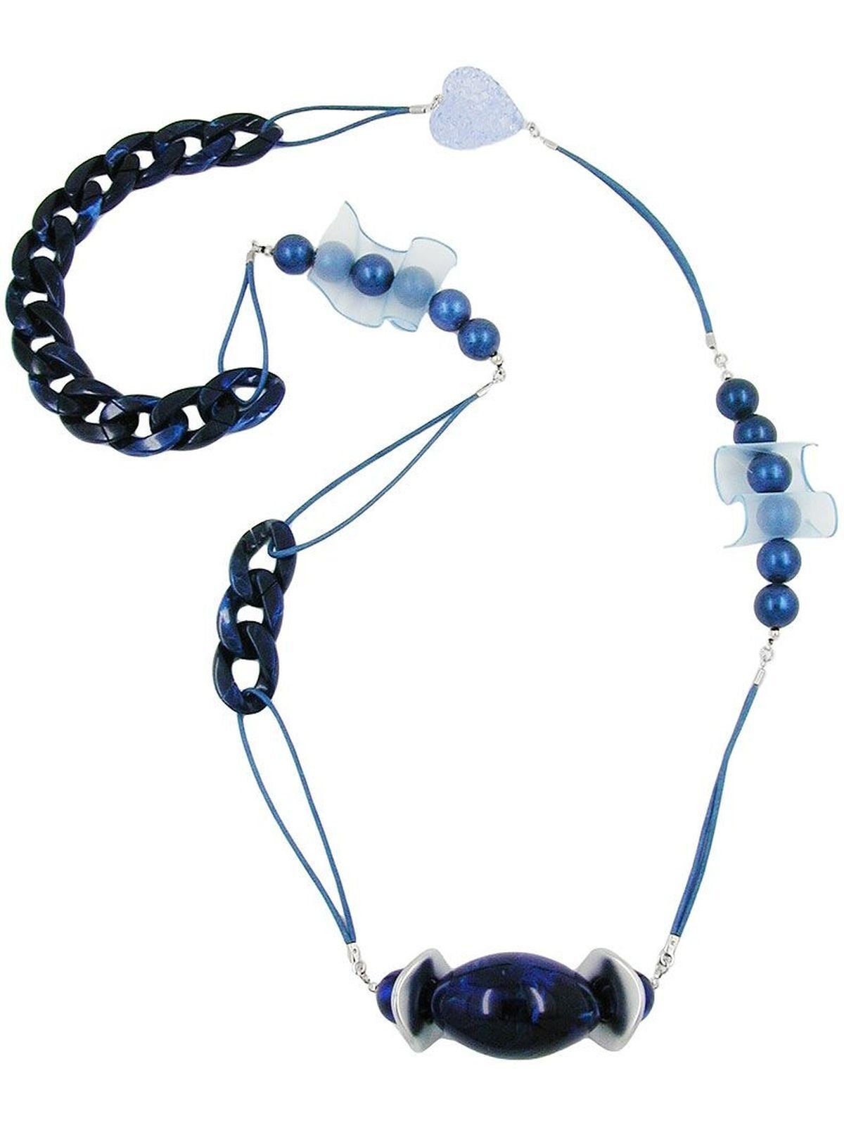 Gallay Perlenkette Kunststoffperlen Panzerkette Kordel blau 90cm (1-tlg) | Perlenketten