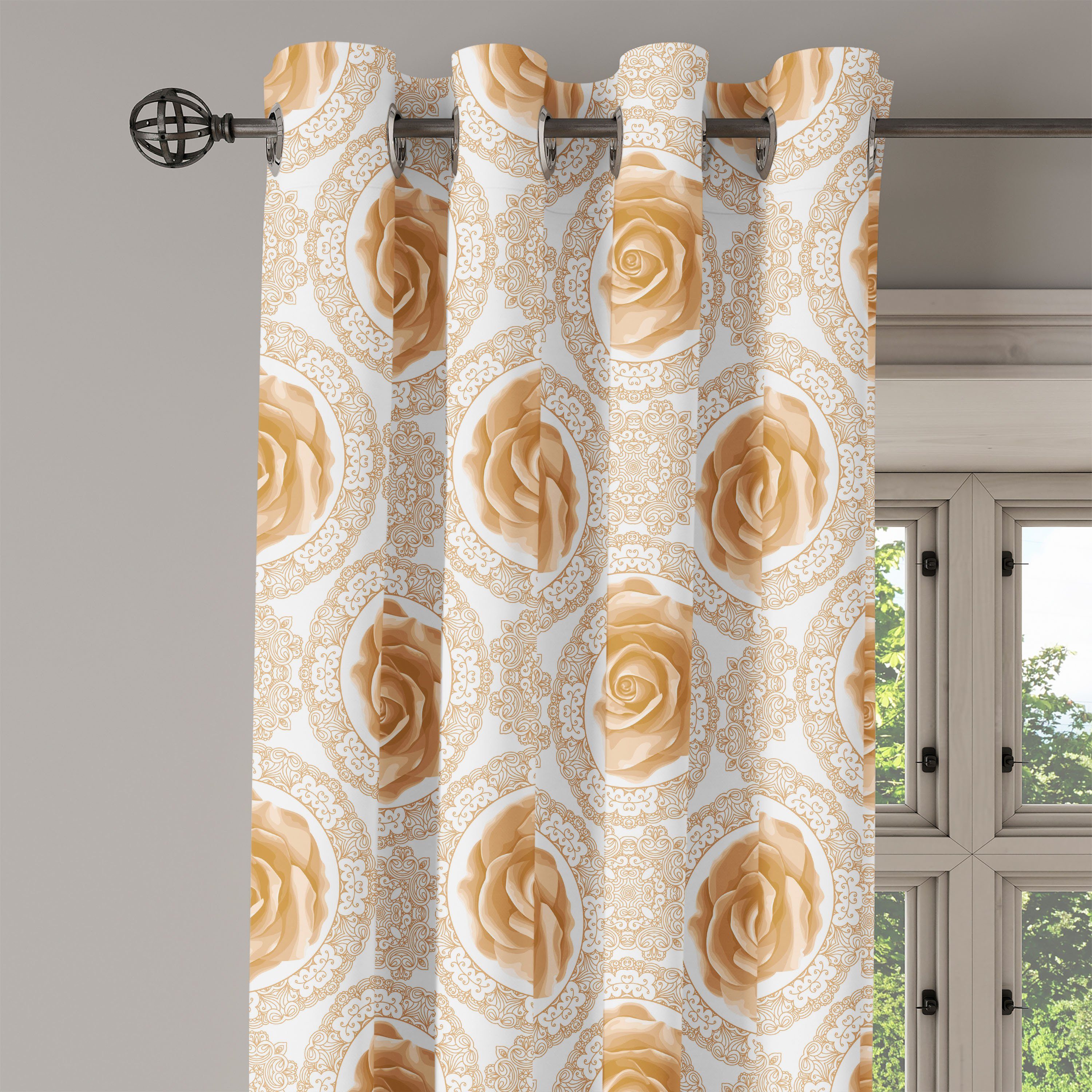 Blumen für Schlafzimmer Wohnzimmer, 2-Panel-Fenstervorhänge Rose Dekorative Abakuhaus, Gardine Röschen