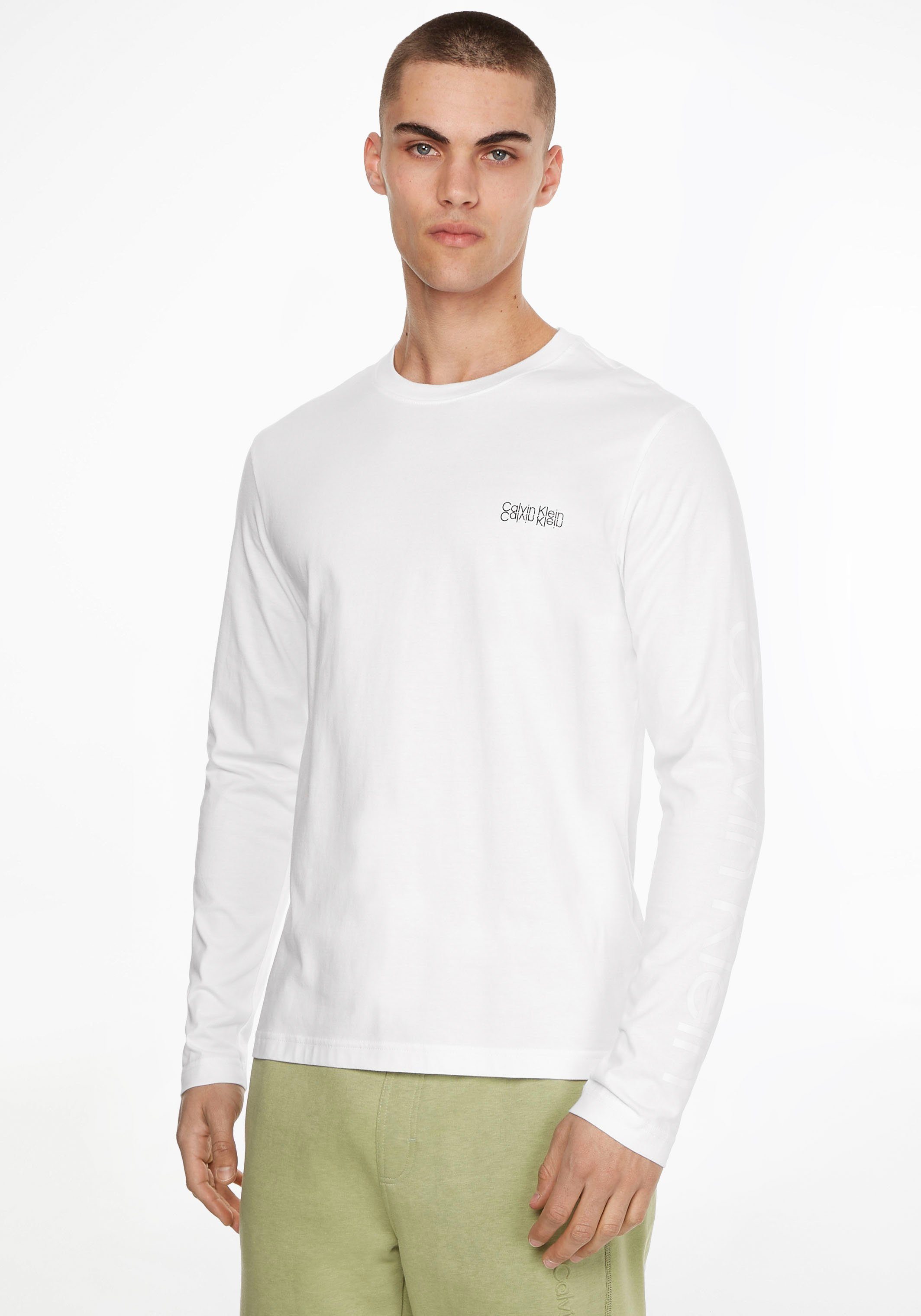 Calvin Klein Langarmshirt MIRRORED LOGO bright white