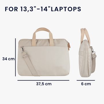 kwmobile Laptop-Hülle Laptoptasche für 13,3"-14" Laptop / Notebook Hülle, Tasche für Laptop mit zahlreichen Taschen - Beige