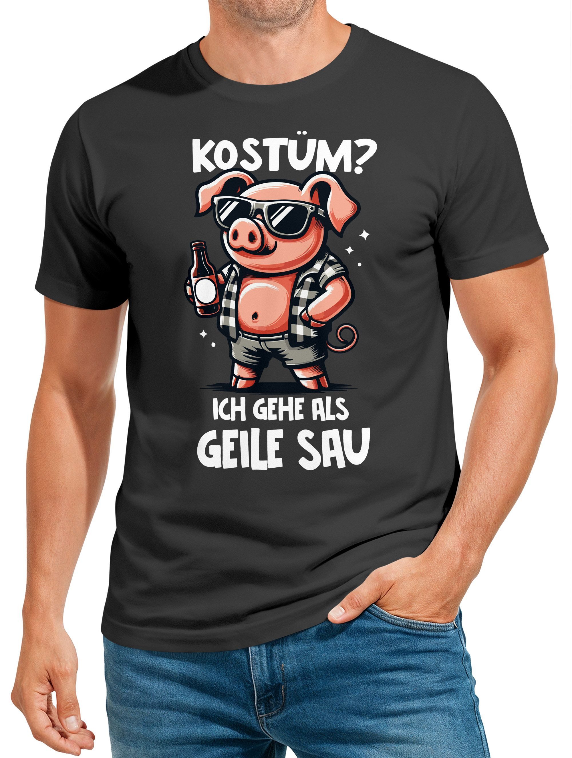 Print-Shirt Herren T-Shirt Fasching Karneval Kostüm-Ersatz Verkleidung Last