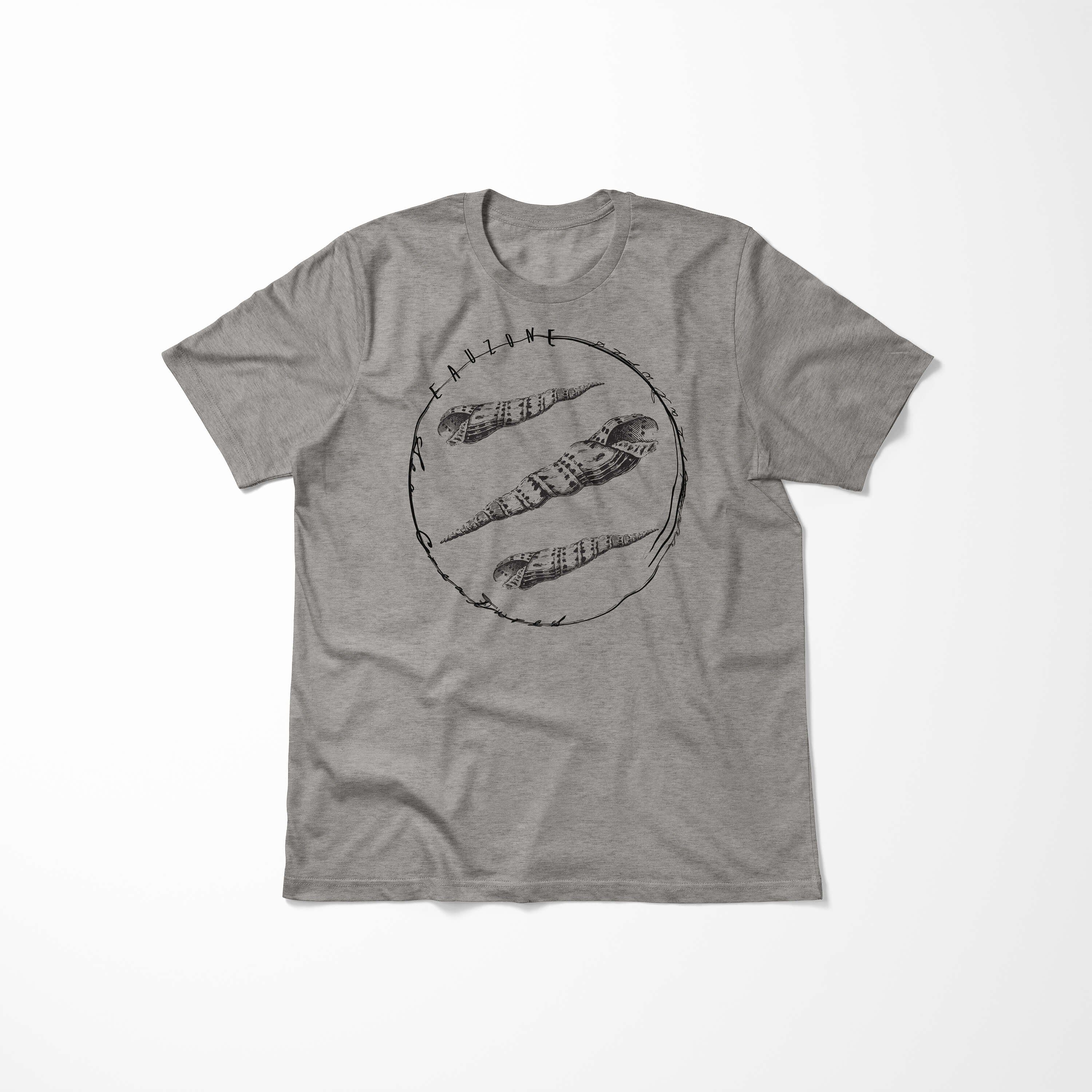 Tiefsee - feine Schnitt Sinus Struktur und Fische / T-Shirt Ash Sea Art T-Shirt sportlicher 075 Sea Creatures, Serie: