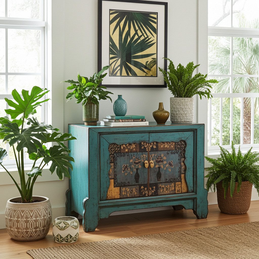 OPIUM OUTLET Kommode Schrank Sideboard Anrichte Büffet Asia Vintage Möbel (komplett montiert, asiatisch chinesisch orientalisch), Breite x Tiefe x Höhe: 90 cm x 42 cm x 70 cm