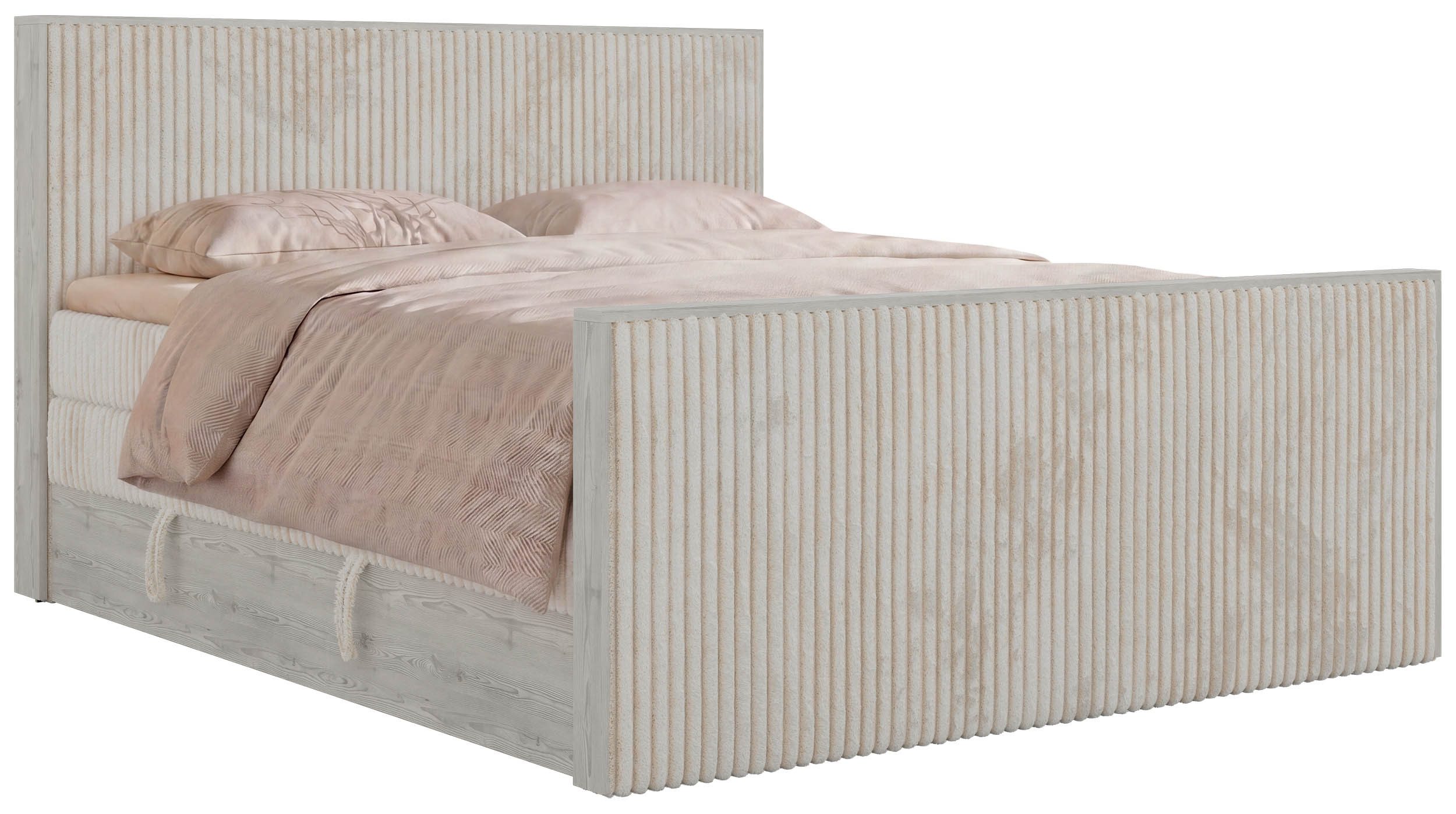 MKS MÖBEL Boxspringbett NORDIC KING DUO (Packung, Set, Bettkästen, Topper T25/Visco, H3/H4, 140-200x200 cm), Doppelbett, Multipocket-Matratzen, Boxspringbett, Kopfteil, Fußteil