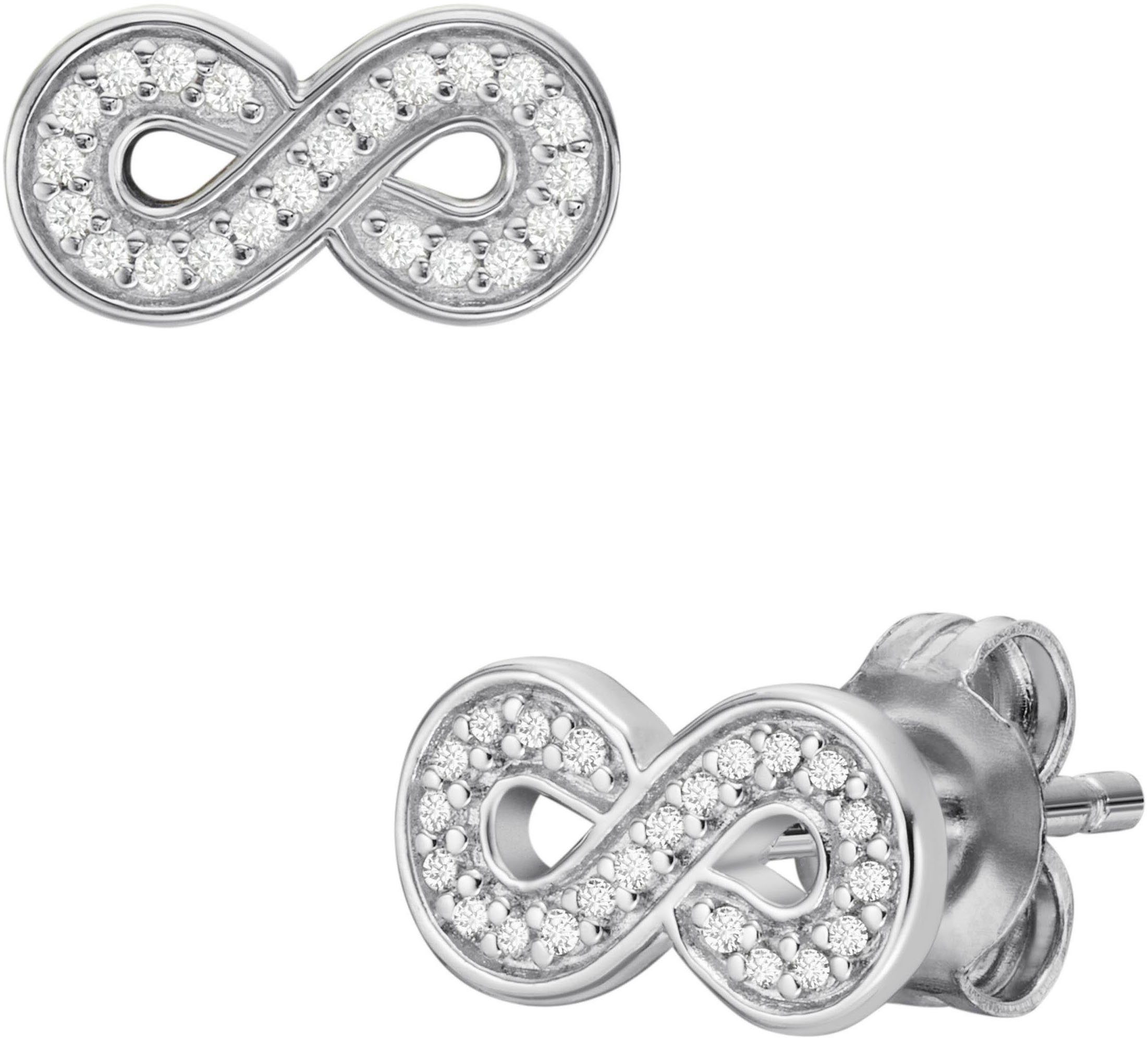 Fossil Сережки-гвоздики-Set Schmuck Silber 925 STERLING Unendlichkeitsschleife/Infinity, mit Zirkonia (synth)