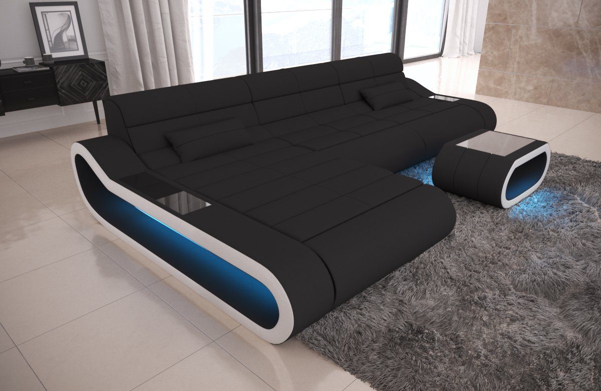 Sofa Dreams Ecksofa Concept M -L Form Stoffsofa, Designersofa mit ergonomischer Rückenlehne C33 Schwarz-Weiss | Ecksofas
