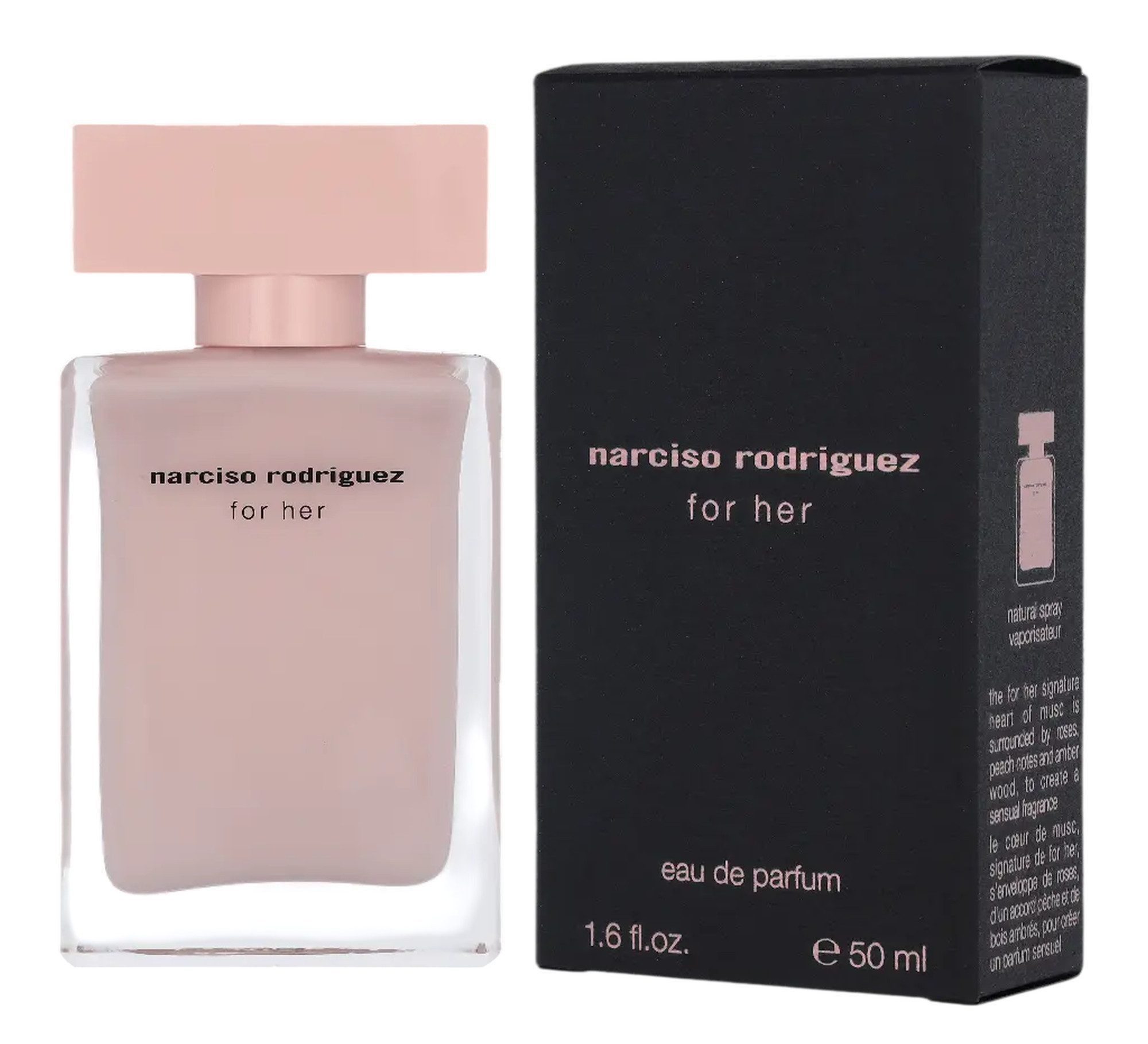 narciso rodriguez Eau de Parfum For Her EDP Damen Spray, Blumiger-moschus Duft mit Sandelholz, Rose, Pfirsich und Patchouli