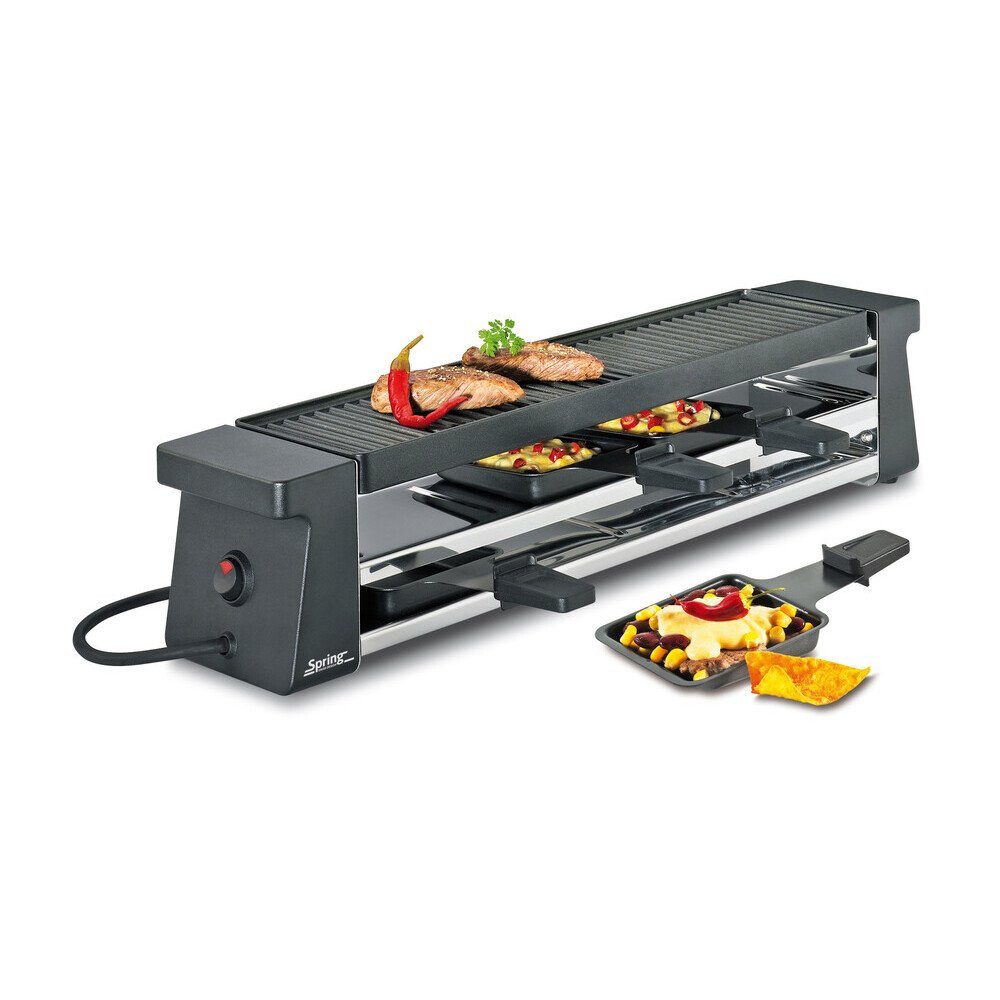 Spring Raclette Raclette für 4 55x12x11 cm Compact schwarz, Edelstahl mit Aluminiumkern, Induktion, alle Herdarten